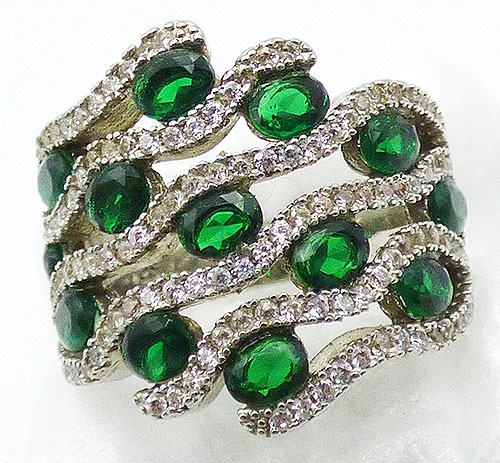 Sterling Silver - Sterling Simulated Emerald Ring