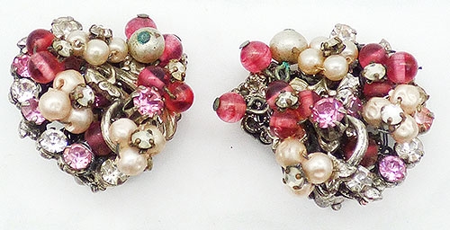 Robert/Fashioncraft - Robert Pink Bead and Pearl Earrings