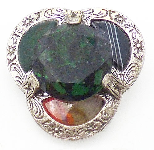 Misc. Signed M-R - Miracle Scottish Simulated Agate Brooch