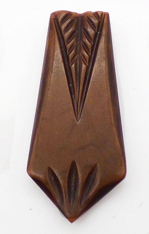 Bakelite, Celluloid, Galalith - Brown Galalith Dress Clip