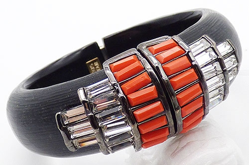 Collectible Contemporary - Alexis Bittar Orange Baguette Black Bracelet