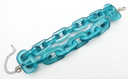 Bracelets - Turquoise Lucite Double Chain Bracelet