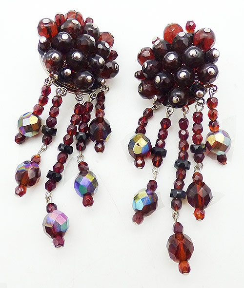 Italy - Italian Cherry Amber Crystal Bead Earrings