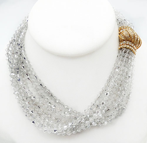 Crystal Bead Jewelry - Ciner Crystal Aurora Bead Torsade Necklace