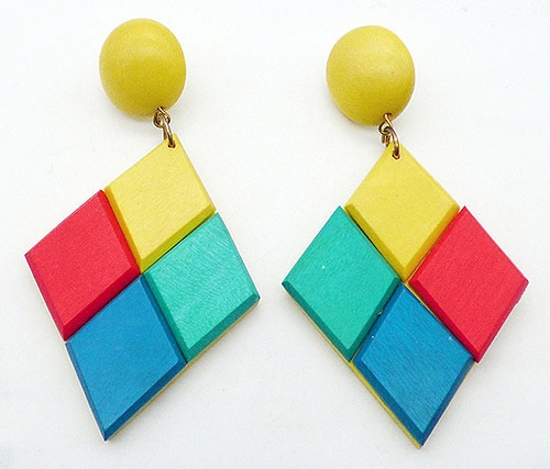 Earrings - Bold Primary Color Wood Earrings