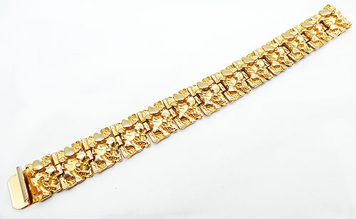 Mid-Century Modern - Gold Tone Nugget Link Bracelet