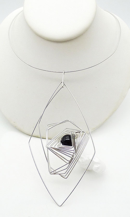 Newly Added Sculptural Silver Wire Modernist Necklace
