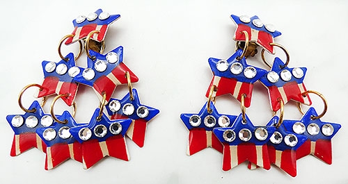 Patriotic Jewelry - Patriotic Dangling Starts Earrings