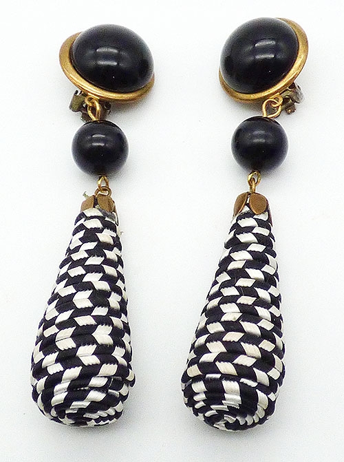 Newly Added Black and White Cord Wrapped Earrings