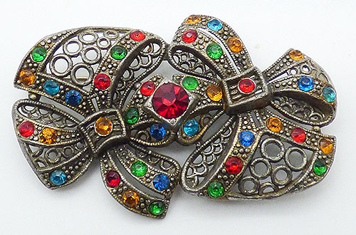 Brooches - Little Nemo Rhinestone Double Bow Brooch
