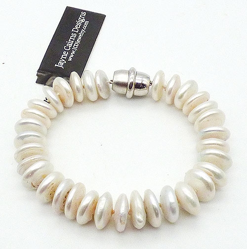 Misc. Signed A-F - Jayne Cairns Coin Pearl Bracelet