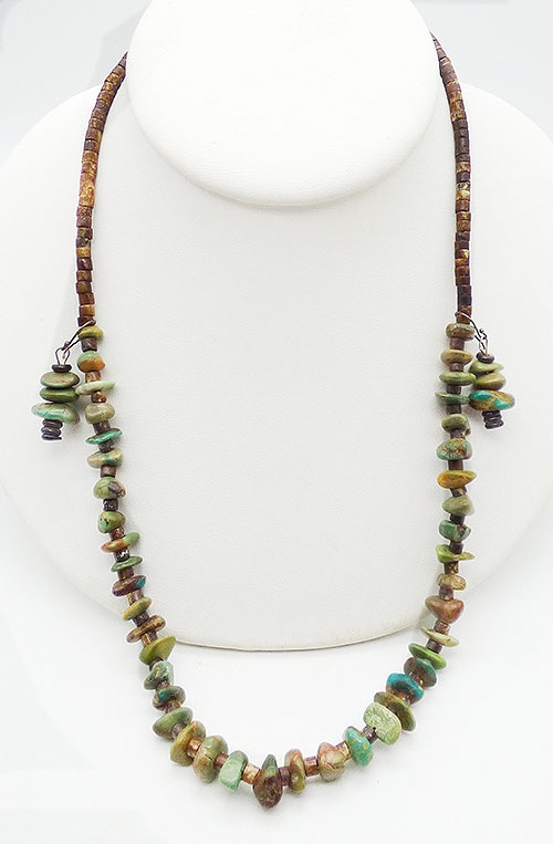 Boho & Ethnic - Native Green and Brown Turquoise Necklace Set