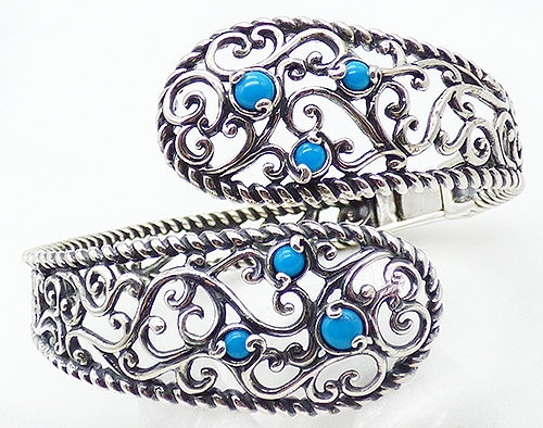 Bracelets - Carolyn Pollack Sterling Turquoise Bypass Bracelet