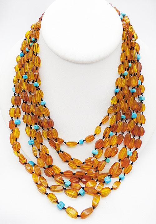 Collectible Contemporary - Eva Nueva Amber Turquoise Necklace