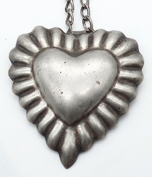 Hearts - Taxco Sterling Puffy Heart Pendant