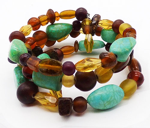 Bracelets - Turquoise and Glass Bead Wrap Bracelet