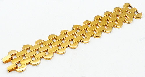Retro Moderne - Gold Plated Triple Tank Track Bracelet