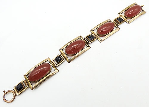 Art Deco - German Art Deco Carnelian Glass Bracelet