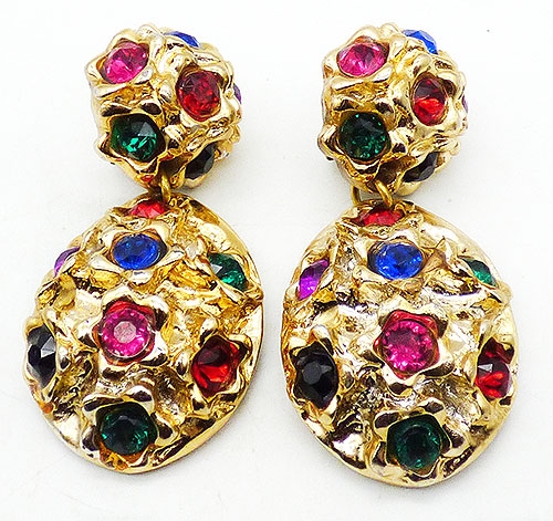 Trend Fall Winter: Chunky and Statement Earrings - Chunky Golden Nugget Rhinestone Jewels Earrings