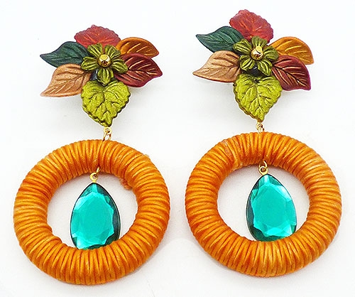 Newly Added Autumn Leaves Gold Cord Hoop Earrings