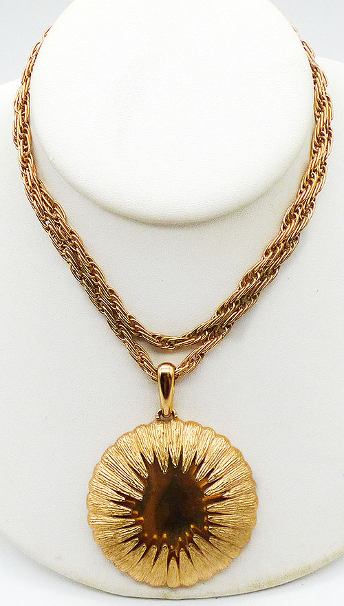 Newly Added Monet Gold Plated Sunburst Pendant Necklace