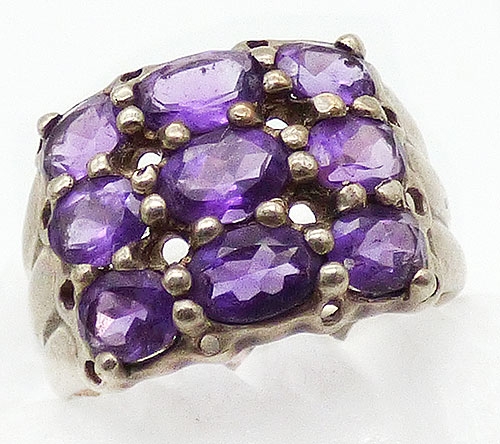 Amethyst Jewelry - Sterling Silver and Amethysts Ring