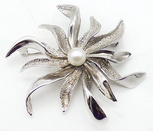 Florals - Oleg Cassini Silver Flower Brooch