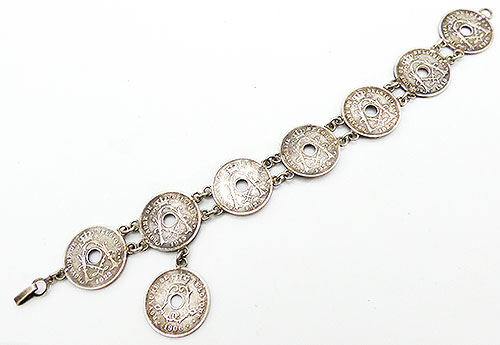 Newly Added 1906-1925 Belgium Coins Souvenier Bracelet