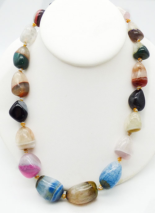 Necklaces - Chunky Colorful Agate Bead Necklace