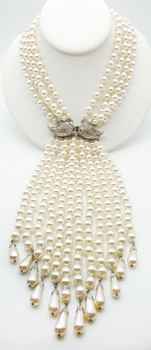 Newly Added Valjean Massive Cascading Faux Pearl Necklace