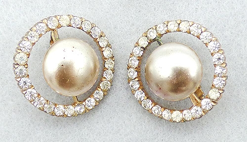 Pearl Jewelry - Nettie risenstein Pearl Rhinestone Earrings