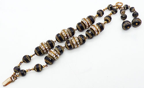 Bracelets - Black Bead and Rondele Double Strand Bracelet