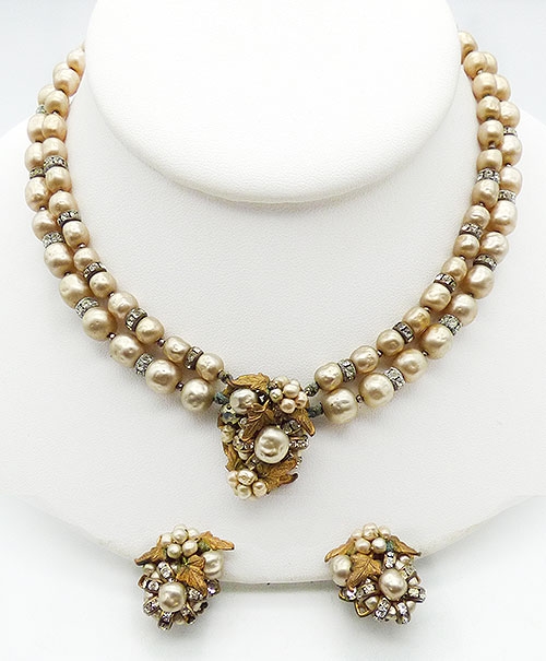 Newly Added DeMario Pearl and Rhinestone Rondelle Necklace Set