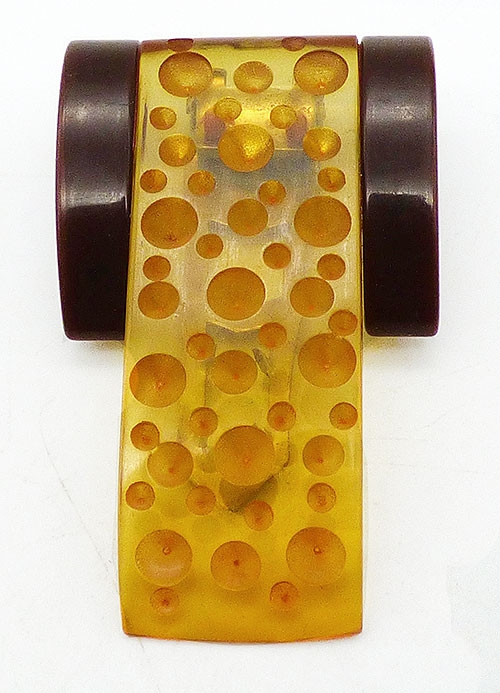 Newly Added Carved Dots Apple Juice Bakelite Dress Clip