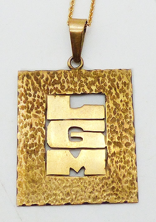 Fine Antique Jewelry - 14K Gold Modernist 'LGM' Pendant
