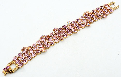 Bracelets - Pink Rhinestone and Pink Aurora Curls Bracelet