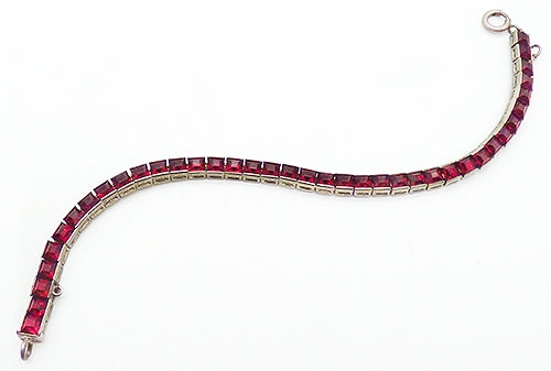 Bracelets - Art Deco Ruby Rhinestone Line Bracelet