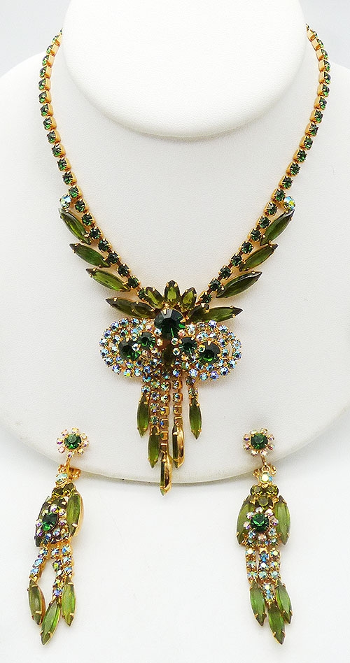 Newly Added Juliana Green Rhinestone Necklace Earrings Set