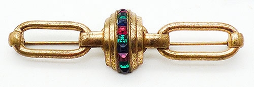 Art Deco - Art Deco Rhinestone Jewels Bar Pin