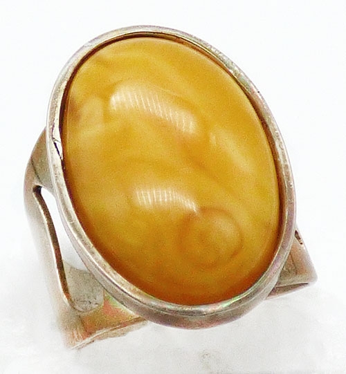 Amber Jewelry - Jay King DTR Egg Yolk Amber Sterling Ring