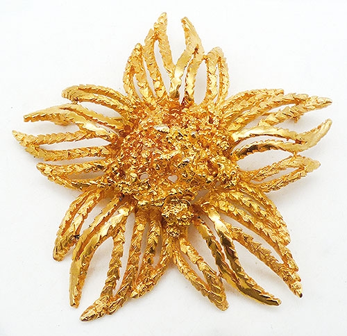 Newly Added Hattie Carnegie Enormous Gold Flower Brooch