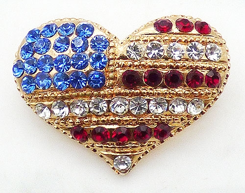 Patriotic Jewelry - Eisenberg Ice Patriotic Heart Brooch
