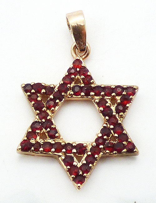 Garnet Jewelry - Sterling Vermeil Garnet Star of David Pendant