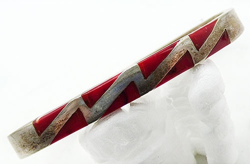 Bracelets - Mexican Sterling Red Jasper Zig-Zag Bracelet