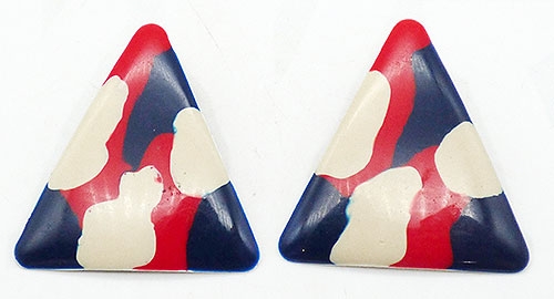 Patriotic Jewelry - Patriotic Enamel Triangle Earrings