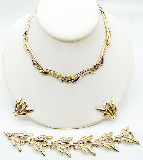 Newly Added Gold Tone Cattails Necklace Bracelet Earrings
