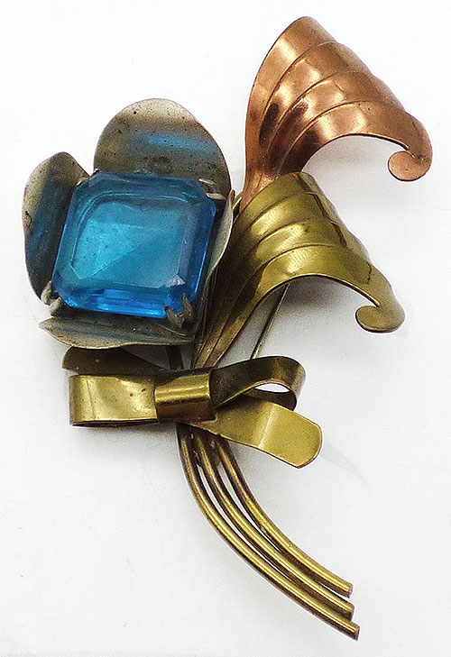 Newly Added Retro Turquoise Glass Flower Brooch