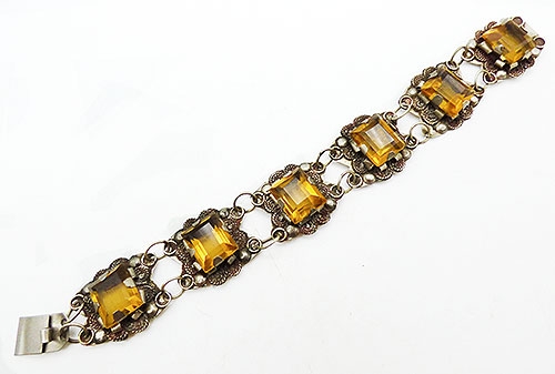 Bracelets - Mexican Silver Citrine Glass Bracelet