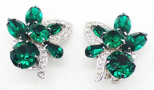 Newly Added Eisenberg Emerald Green Rhinestone Earrings