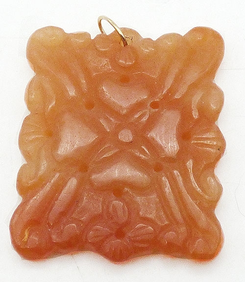 China - Carved Orange Nephrite Jade Pendant